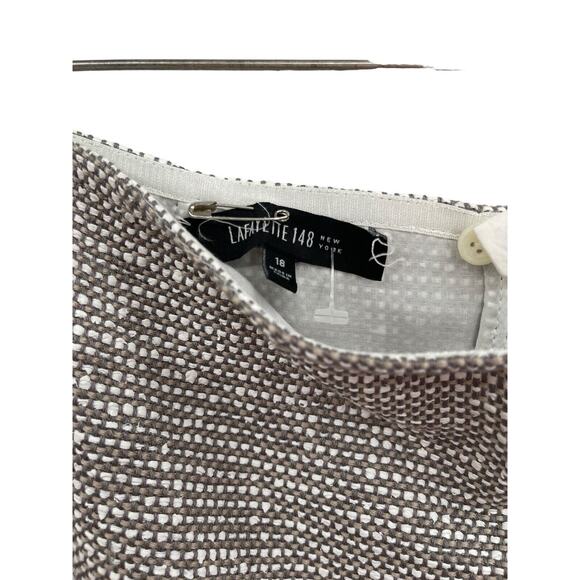 Lafayette 148 Skirt Tweed Fringe Trim Hem Beige Cream Size 18 - Picture 8 of 10